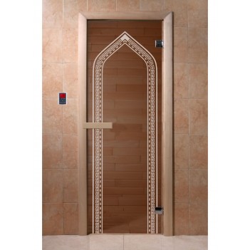 Дверь для бани DoorWood Арка бронза 1900x700 мм, 6 мм, 2 петли