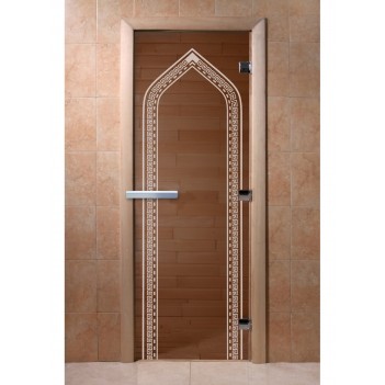Дверь для бани DoorWood с рисунком Арка Бронза, 1800x800 мм