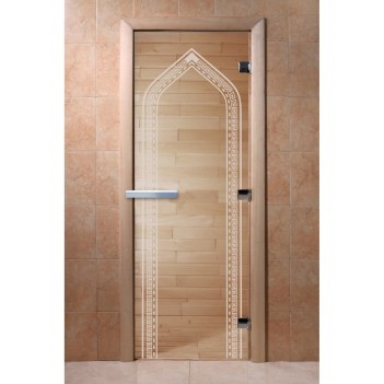 Дверь для бани DoorWood с рисунком Арка Прозрачная, 2100x800 мм