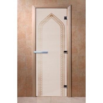 Дверь для бани DoorWood с рисунком Арка Сатин, 1900x800 мм