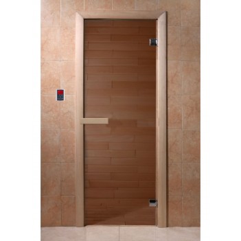 Дверь для бани DoorWood Бронза 1900x700 мм, 6 мм, 2 петли