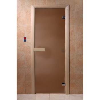 Дверь для бани DoorWood Бронза Матовая, 1900x700 мм, 6 мм, 2 петли