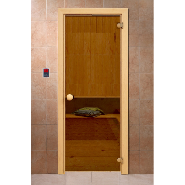 Дверь для бани DoorWood Классика Бронза матовая, 1900x700 мм (Механическое закрывание)