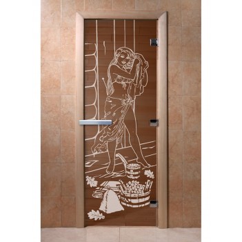 Дверь для бани DoorWood с рисунком Дженифер Бронза, 2000x900 мм