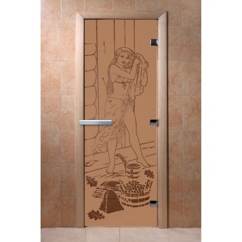 Дверь для бани DoorWood с рисунком Дженифер Бронза матовая, 1800x700 мм