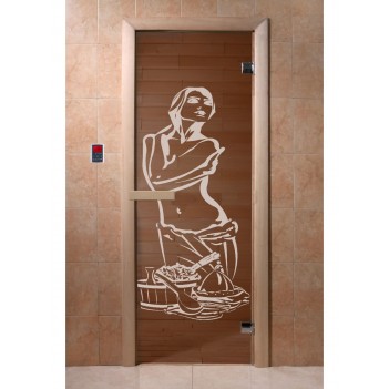 Дверь для бани DoorWood Искушение бронза 1900x700 мм, 6 мм, 2 петли