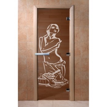 Дверь для бани DoorWood с рисунком Искушение Бронза, 1800x800 мм