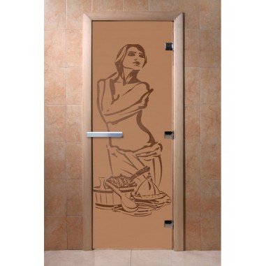 Дверь для бани DoorWood с рисунком Искушение Бронза матовая, 2100x900 мм
