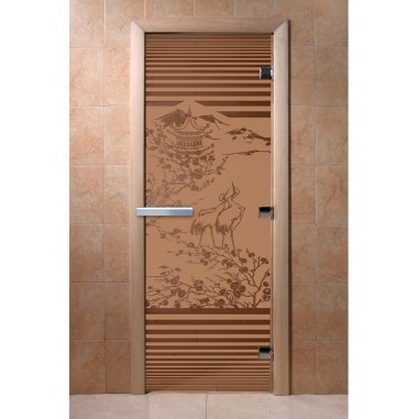 Дверь для бани DoorWood с рисунком Япония Бронза матовая, 2100x700 мм