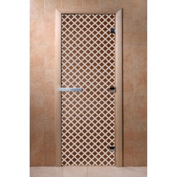Дверь для бани DoorWood с рисунком Мираж Бронза, 2100x800 мм