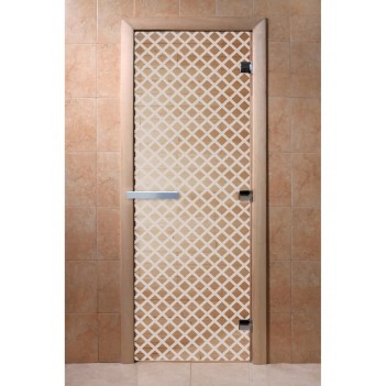 Дверь для бани DoorWood с рисунком Мираж Прозрачная, 1900x800 мм