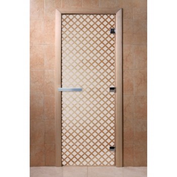 Дверь для бани DoorWood с рисунком Мираж Сатин, 2000x600 мм