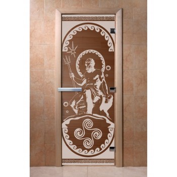 Дверь для бани DoorWood с рисунком Посейдон Бронза, 1900x800 мм