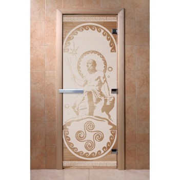Дверь для бани DoorWood с рисунком Посейдон Сатин, 2100x700 мм