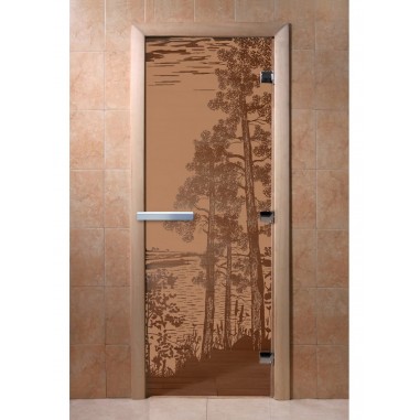 Дверь для бани DoorWood с рисунком Рассвет Бронза матовая, 1800x700 мм
