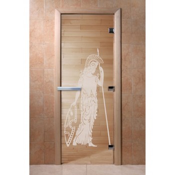 Дверь для бани DoorWood с рисунком Рим Прозрачная, 2000x600 мм