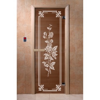 Дверь для бани DoorWood Розы бронза 1900x700 мм, 6мм, 2 петли
