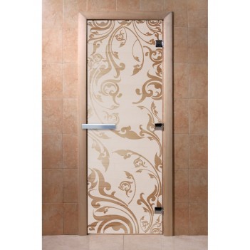 Дверь для бани DoorWood с рисунком Венеция Сатин, 1800x600 мм