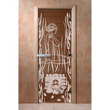 Дверь для бани DoorWood с рисунком Волшебный пар Бронза, 1800x700 мм