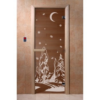 Дверь для бани DoorWood Зима бронза 1900x700 мм, 6 мм, 2 петли