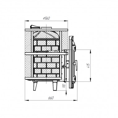 Чугунная печь для бани Атмосфера L КТТ с комбинированной облицовкой Россо Леванто