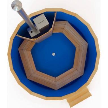 Фурако круглая НКЗ PREMIUM из кедра, с пластиковой вставкой, диаметр 200 см, высота 120 см (встроенная печь)