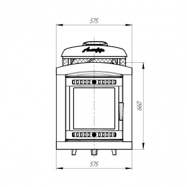 Чугунная печь для бани Атмосфера L КТТ с комбинированной облицовкой Окаменевшее дерево наборное