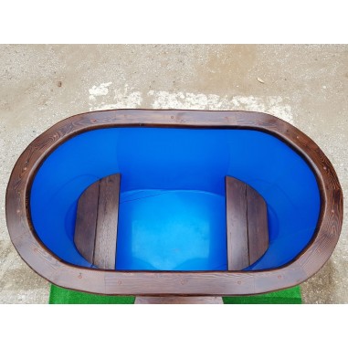 Купель овальная НКЗ STANDARD из кедра, с пластиковой вставкой, 120x78x140 см