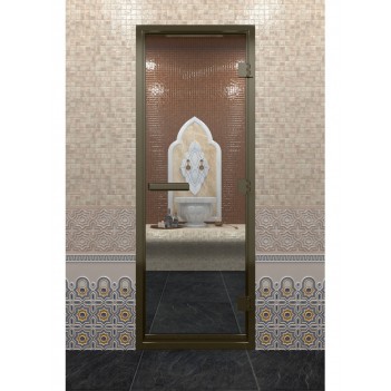 Дверь для хамама DoorWood Бронзовый профиль Прозрачное, 2100х900 мм