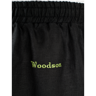 Комплект банщика #1 Woodson, чёрный лён c цветной полосой (54-56)