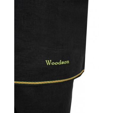 Комплект банщика #1 Woodson, чёрный лён c цветной полосой (46-48)