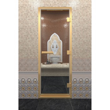 Дверь для хамама DoorWood Золотой профиль Прозрачное, 2000х900 мм