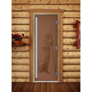 Дверь для бани DoorWood Престиж с рисунком Рим Бронза матовая, 1900x700 мм