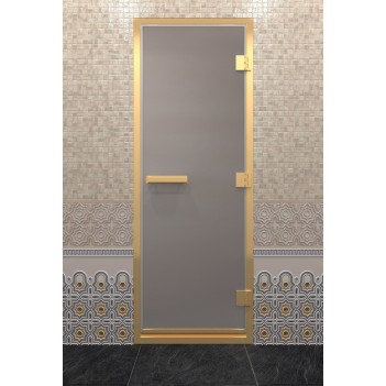 Дверь для хамама DoorWood Золотой профиль Сатин, 2100х900 мм