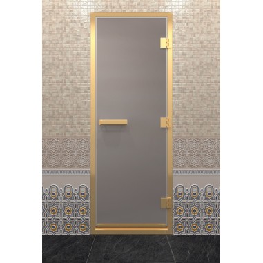 Дверь для хамама DoorWood Золотой профиль Сатин, 1800х700 мм