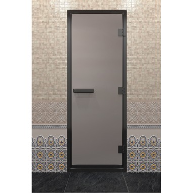 Дверь для хамама DoorWood Черный профиль Сатин, 1900х800 мм