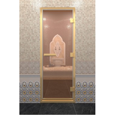 Дверь для хамама DoorWood Золотой профиль Бронза, 2100х900 мм