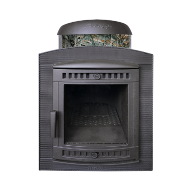 Чугунная печь для бани Атмосфера в ламелях Жадеит перенесенный рисунок до 22 м3
