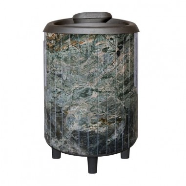 Чугунная печь для бани Атмосфера в ламелях Жадеит перенесенный рисунок до 22 м3