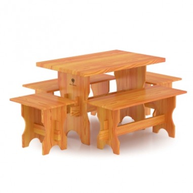 Комплект мебели BentWood (стол, скамейки из лиственницы) - 4 чел.