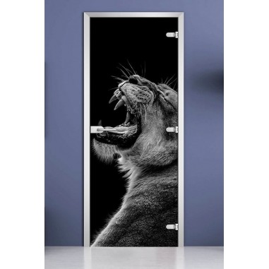 Стеклянная межкомнатная дверь DoorWood с фотопечатью Animals-20, 2000х600 мм