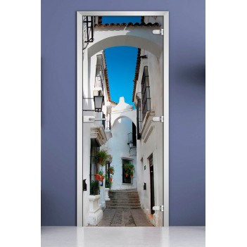 Стеклянная межкомнатная дверь DoorWood с фотопечатью City-01, 2000х800 мм