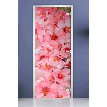 Стеклянная межкомнатная дверь DoorWood с фотопечатью Flowers-05, 2000х600 мм