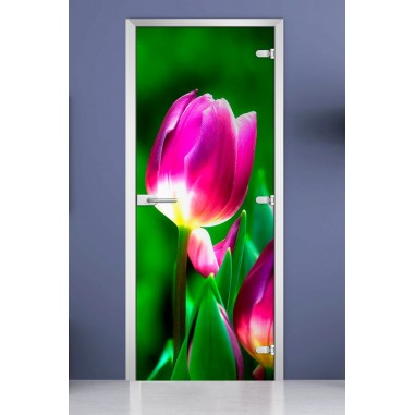 Стеклянная межкомнатная дверь DoorWood с фотопечатью Flowers-15, 2000х700 мм