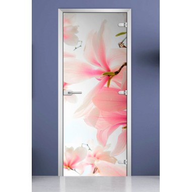 Стеклянная межкомнатная дверь DoorWood с фотопечатью Flowers-14, 2000х600 мм