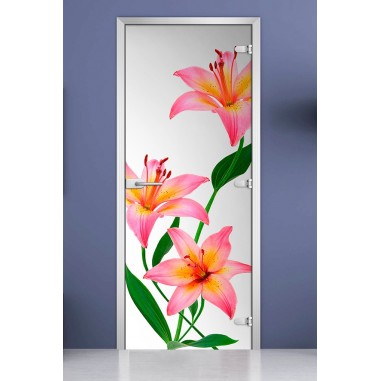 Стеклянная межкомнатная дверь DoorWood с фотопечатью Flowers-03, 2000х800 мм