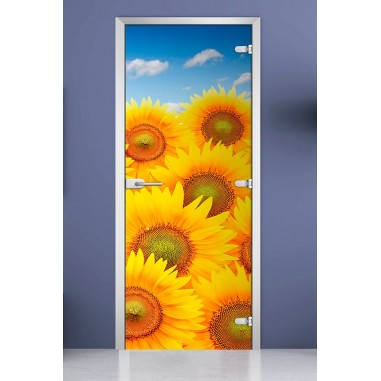 Стеклянная межкомнатная дверь DoorWood с фотопечатью Flowers-07, 2000х600 мм