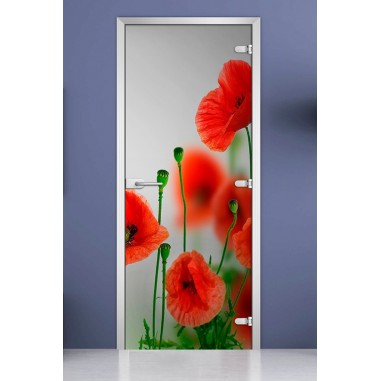 Стеклянная межкомнатная дверь DoorWood с фотопечатью Flowers-01, 2000х800 мм