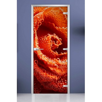 Стеклянная межкомнатная дверь DoorWood с фотопечатью Flowers-04, 2000х600 мм