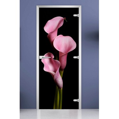 Стеклянная межкомнатная дверь DoorWood с фотопечатью Flowers-02, 2000х800 мм